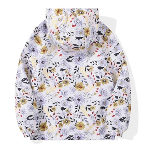 Image of SUNDAY ROSE Girls Windbreaker Jackets Lightweight Water Resistant Coat Outwear with Hooded for Kids