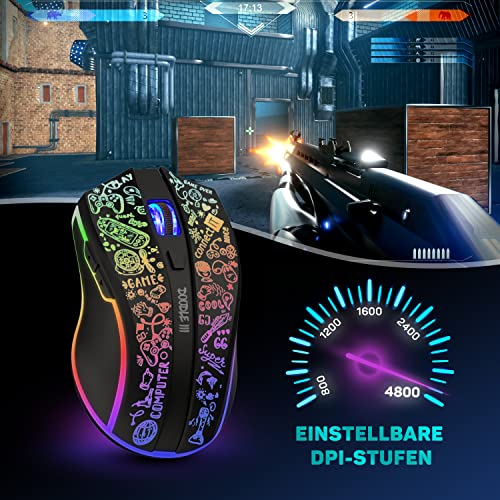 Kabellose Gaming Maus mit individuellem Design, RGBBeleuchtung und ergonomischer Formgebung