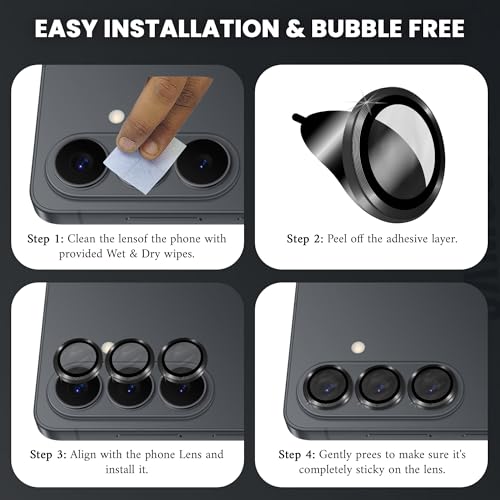 Image of FIRST MART Black Camera Ring Guard Protector for Samsung Galaxy S26 | Tempered Glass with Metal Alloy Rings, HD Clear, Scratch Resistant, Case-Friendly | Pack of 1