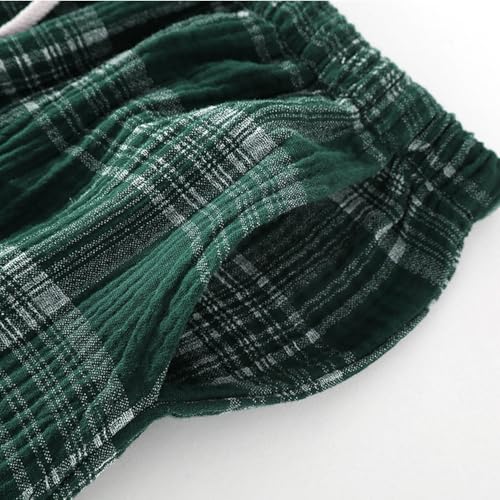Image of STMAHER 2 Pack Men's Cotton Pajama Bottoms Lightweight Sleep Lounge Pants Plaid Sleepwear Long Pj Pants With Pocket