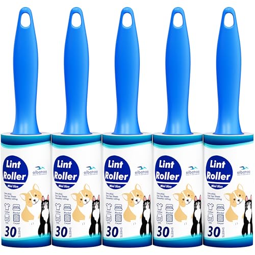 Mini Extra Sticky Lint Rollers for Travel - 150 Sheets Small Sized Portable Lint Removers for Pet...