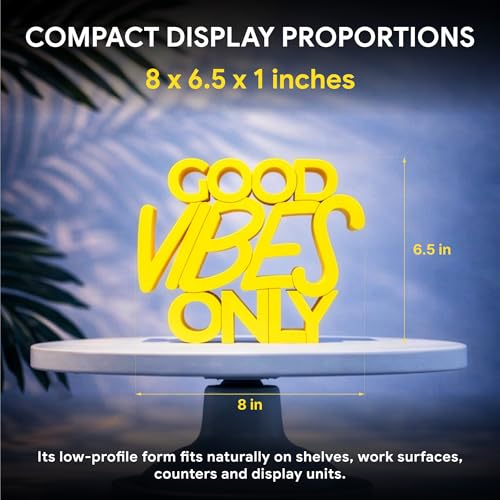 Image of Mad Masters Good Vibes Only Motivational Desk Decor - Aesthetic Table, Shelf & Wall Showpiece for Home Office, Business. Vastu Friendly Gifting, Sunshine Yellow (20.3 x 16.5 x 2.5 cm)