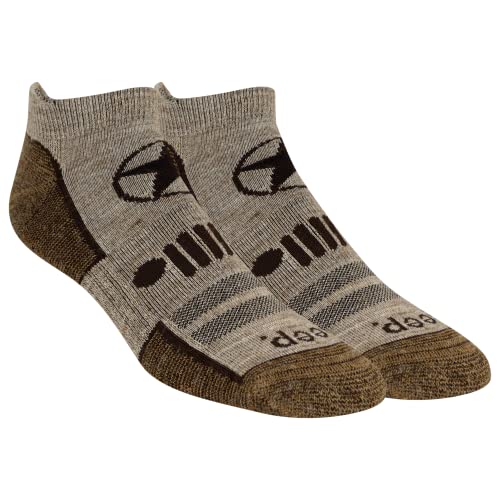 Jeep Men's Wool Blend Trail No Show Socks-2 Pair Pack-Breathable, Cushioned Comfort