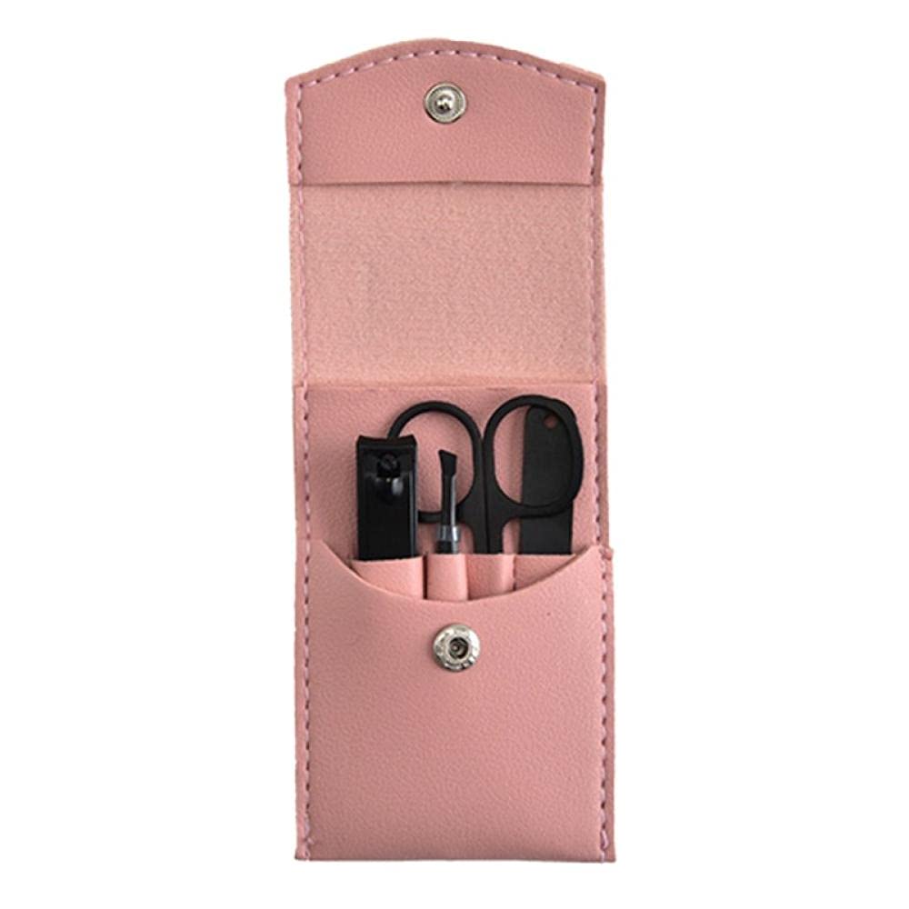 Set per pedicure per manicure Kit per tagliaunghie 4 pezzi Kit per l'igiene in acciaio inossidabile Set per rifinire le unghie portatile e strumenti per la toelettatura con custodia in pelle pregiat