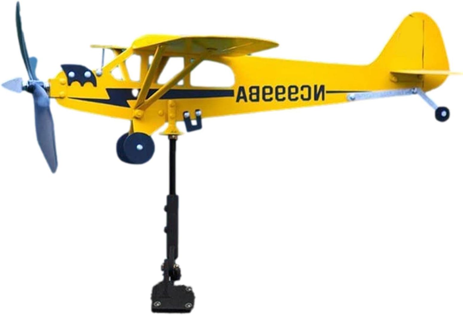 Airplane Weathervane, Piper J3 Cub Airplane Weathervane for Roof,Garden Decoration Outdoor Roof Wind Direction 3D Airplane Spinner Windmill