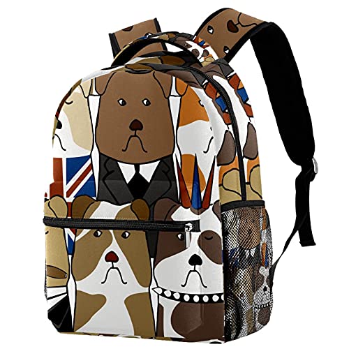 Mochila con diseño de bulldog inglés mochilas escolares adolescentes portátil