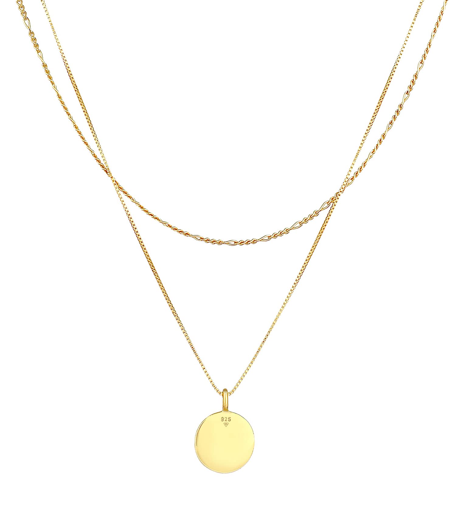 Kuzzoi Collana Uomo Argento Sterling 925 Placcato Oro Ciondolo Moneta 15 mm Catenina Placcata Oro 55 cm Uomo