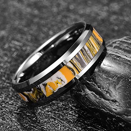 Meiling Lingmei 8Mm Mens Wedding Bands Tungsten Promise Anniversary Ring With Beveled Edge Size 9 #TOP2