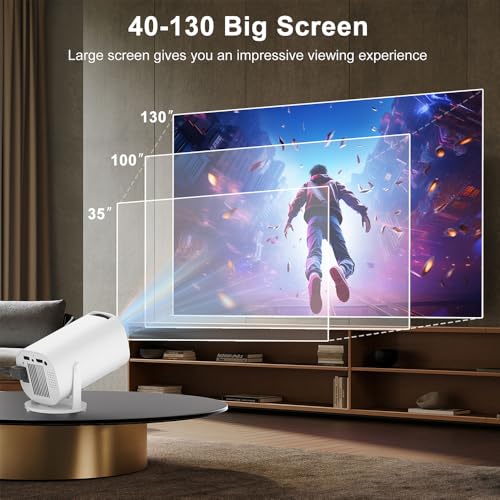 Mini Beamer, Smart Projektor Full HD 1080P, Klein Beamer Heimkino mit WiFi 6 und Bluetooth 5.2, Unterstützt Auto Trapezkorrektur 180° Drehbar Kompatibel mit HDMI/TV Stick/Memory Stick/Laptop – Bild 4