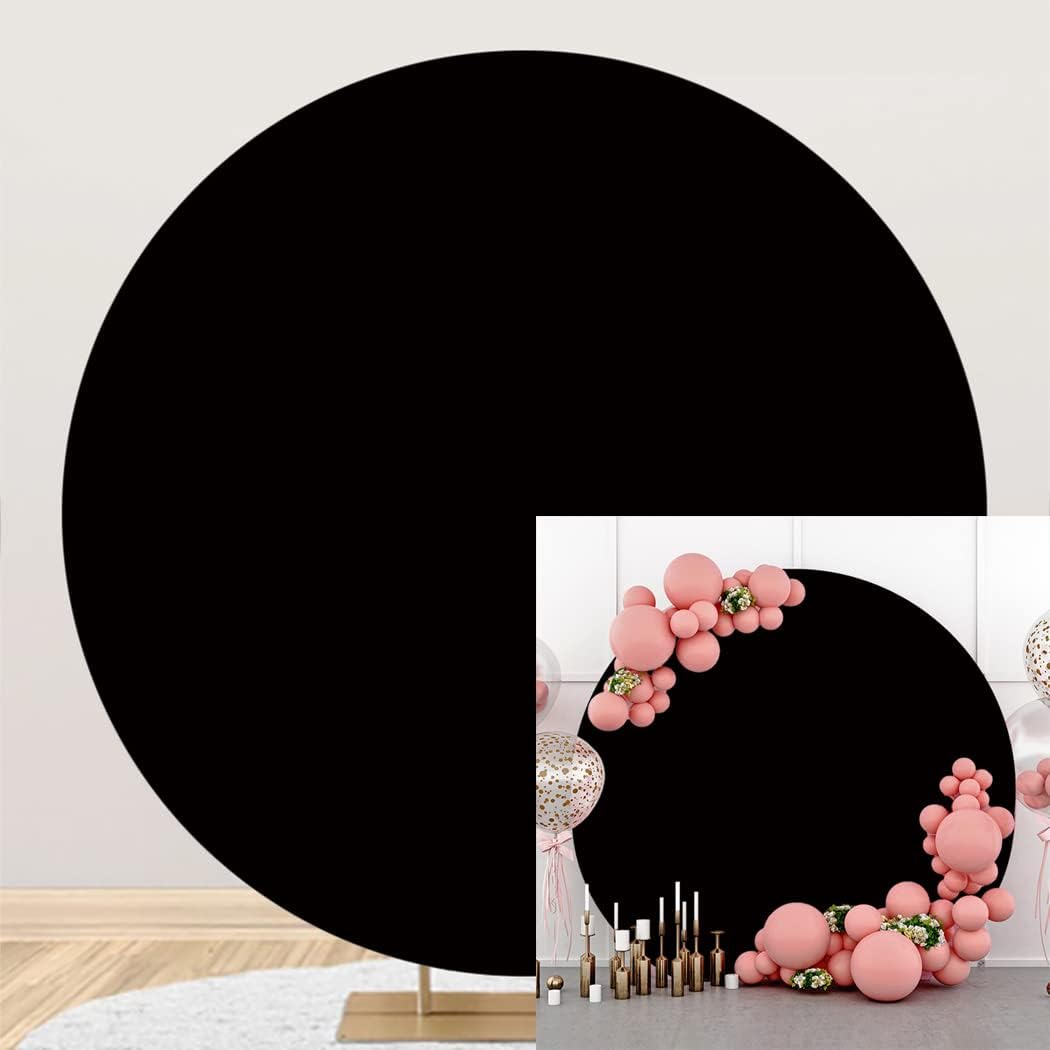 YongFoto Black Round Backdrop 6.5ft x 6.5ft Polyester