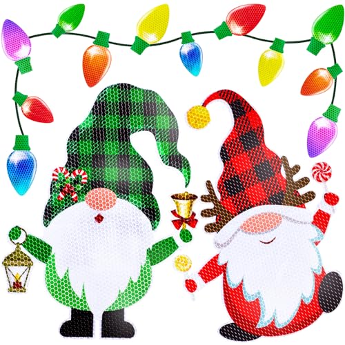 Image of 43PCS Christmas Car Refrigerator Decorations - Reflective Bulb Light Gnome Magnet Accessories Set Xmas Holiday Cute Decor