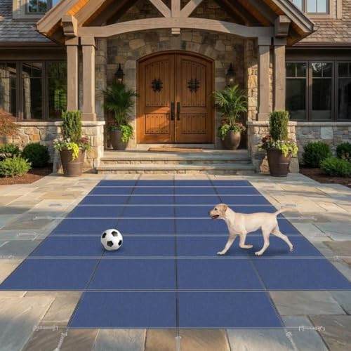 Heavy Duty Inground Pool Safety Cover, F1346 Standard Certified, 500 Lbs Load Capacity, UV Resistant, Water Saving, Child Proof Winter Pool Cover, Easy Installation, for Residential and Commercial Rec