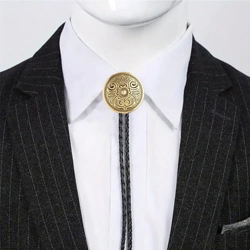 Image of GelConnie Floral Bolo Tie for Men Womens Bolo Tie Necklace Native American Black Men's Bolo Ties Western Cowboy Bolero Ties
