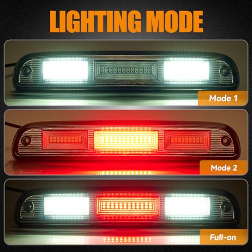 Image of Third 3rd Brake Light LED for 1999-2016 Ford F250 F350 F450 F550 Super Duty, High Mount Rear Brake Lights Assembly for 99-16 F-250 F-350 F-450 F-550, 93-11 Ranger Center Cab Cargo Stop Light