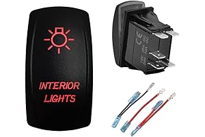12V 24V RED Interior Light Rocker Switch with Jumper Wires