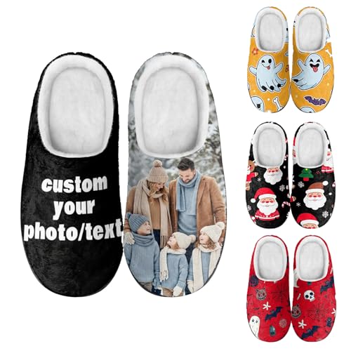 RoPox Pantoufles Personnalisées et Chaudes, Photos et textes personnalisables, Hiver Pantoufles Maison,Chaussons Plateforme antidérapants,Cadeaux...