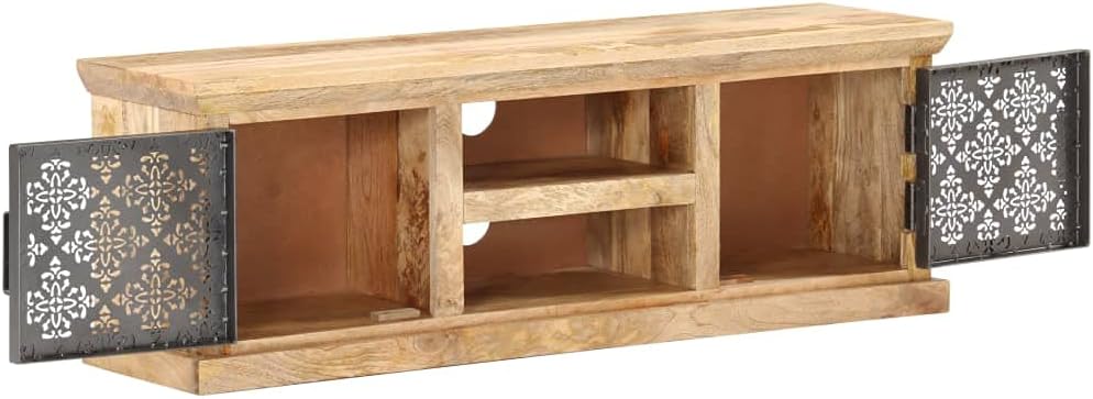 TV Cabinet with Steel Doors,Sideboard,Media Cabinet,Storage Cabinet,Entertainment Cabinet,Living Room Furniture,for Living Room,Bedroom,Lounge,Activity Room,47.2"x11.8"x15.7" Solid Mango Wood