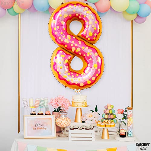 Image of KatchOn Number 8 Donut Balloon 40 Inch | 8 Balloons for Birthday, Donut Party Decorations