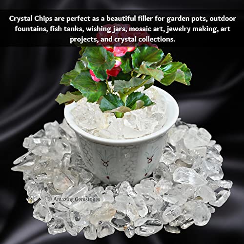 Image of Amazing Gemstone Clear Quartz Crystal Chips and Tiny Crystals for Aquarium Gravel - Bulk Fish Tank Gravel, Small Tumbled Stone Chips and Tiny Crystals for Decoration (Natural AAA Grade Gemstones)