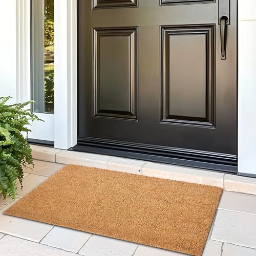 Image of Encasa XO Coir Door Mat for Home Entrance, Anti Slip PVC Back Natural