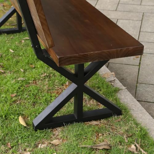 Image of Solid Wood Outdoor Bench with Backrest | Wooden Garden Bench | Sheesham Wood Patio, Balcony & Park Seating Furniture