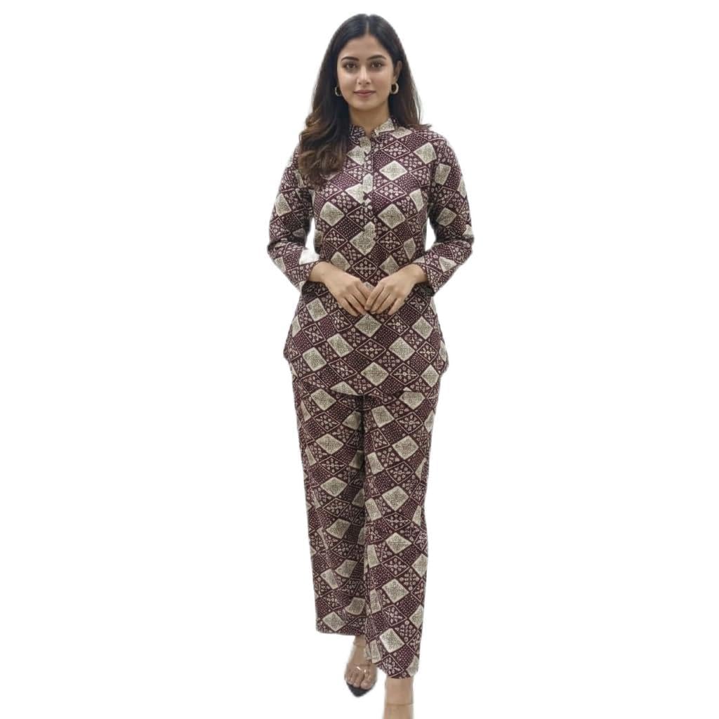 ridaa Women Multicolor Printed Co Ord Set | Stylish Top & Pant Set | Ethnic Office Wear Straight Fit Stylish Daily Wear For Women-picture-30