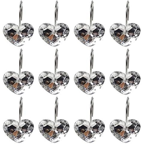 Cabilock Duschvorhang Transparent Duschvorhang Transparent 12 Duschvorhangringe Acryl Strass Form Duschringe Duschvorhang Vorhang Kleiderbügel Cover