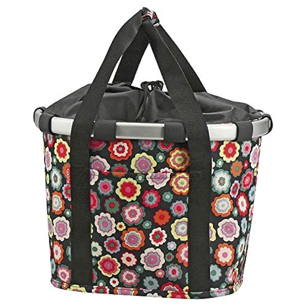 KLICKfix Happy Flowers Fietsmand voor volwassenen, uniseks, kleurrijk, 15 liter