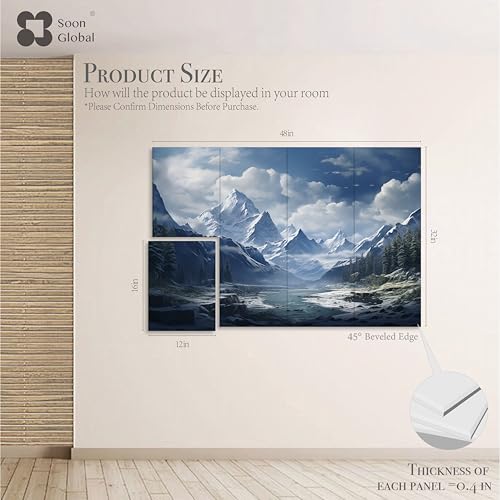 Image of 8-Pack Acoustical Wall Panels, 48 X 32 Inches Art Acoustic Panels, Decorative Acoustic Panels, Acoustic Wall Panels, Sound Absorbing Wall Art, Neige Éthérée