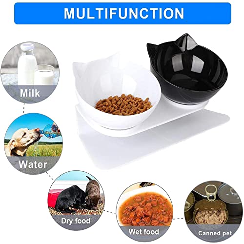 Weploda 2 Pezzi 15° Inclinata Doppio Gatto Ciotola...