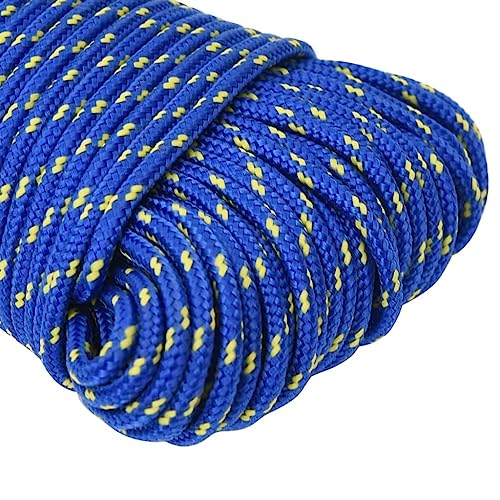 vidaXL Bootsseil Ankerleine Festmacher Tauwerk PP Leine Seil Tau Polypropylenseil Geflochten Flechtleine Blau 4mm 100m Polypropylen
