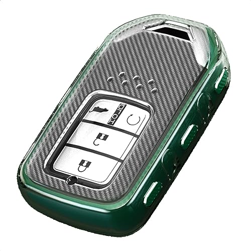 Image of Key Fob Case TPU Cover Compatible with Honda Accord Hybrid Civic CROSSTOUR CR-V CR-Z FIT HR-V Odyssey Transparent Carbon Fiber Texture 3 4 5 6 7 Button Protective Key Shell