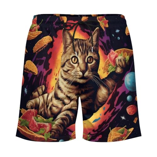 Cute Cat Men's Swim Trunks with Compression Liner Summer Bathing Suit Beach Shorts with Pockets4