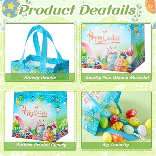 Mizijia 6 Stück Ostern Geschenktüte, Ostertüten zum befüllen, Osternest mit Hase - Osterkörbchen aus Filz zum Befüllen (Ostern Tüten 6)