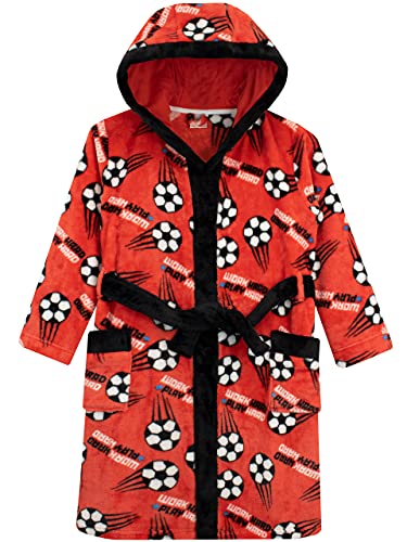 Harry Bear Peignoir Enfant, Robe De Chambre Football, Peignoir De Bain Enfant Polaire, Rouge 11-12 Ans