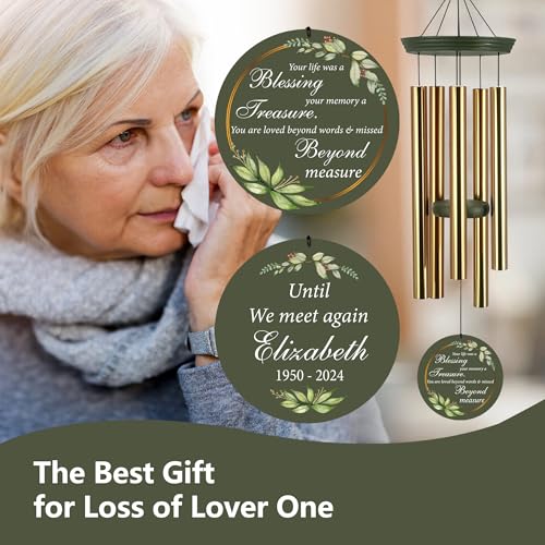 Image of ASTARIN Memorial 36 inch Wind Chimes, Personalized Name Sympathy Wind Chime, in Memory of Loss Mom Loved One, Deep Tone Bereavement Windchimes for Outdoors Outside Clearance(Produced in Texas)