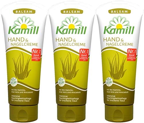 Kamill 3x100 ml Hand & Nail Cream BALSAM with BIO CamomileCamomile, Aloe Vera, Avocado Oil and Bisabolol | Germany