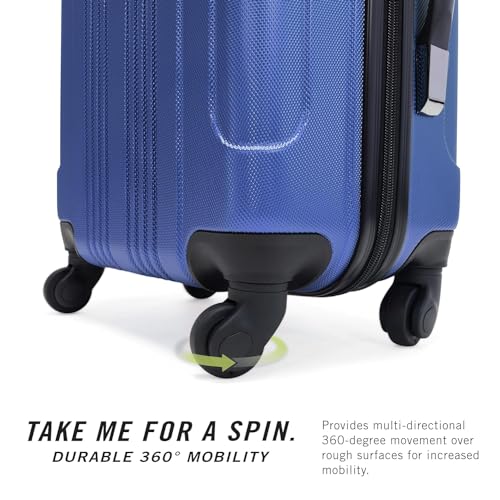 Image of Kenneth Cole REACTION Out of Bounds Lightweight Hardshell 4-Wheel Spinner Luggage, Cobalt Blue, 20-Inch Carry On