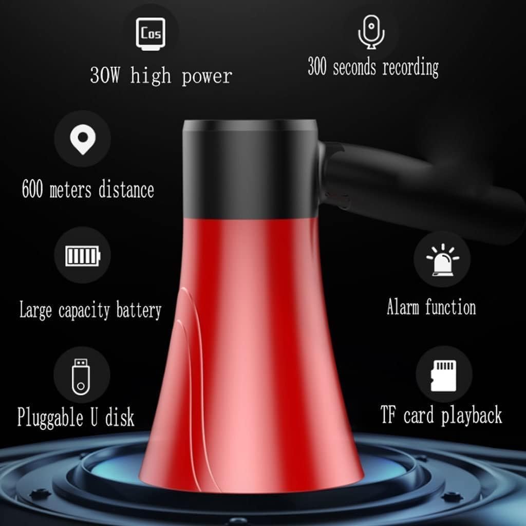 Loud Hailer 300 Seconds Recording Megaphone Speaker Battery Display Bullhorn Adjustable Volume Control Hand Megaphone Amplifier Loudspeaker