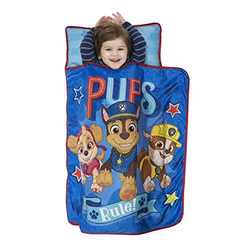 Paw Patrol We’re A Team Toddler Nap-Mat Set – Includes Pillow and Plush Blanket – Great for Girls or Boys Napping During Daycare or Preschool – Fits Toddlers