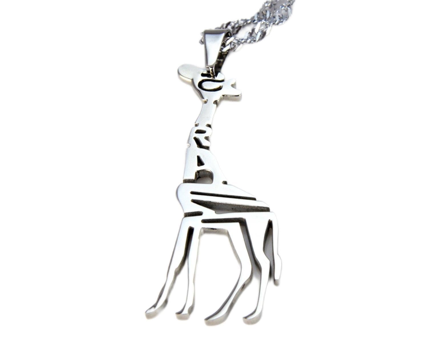 Stainless Steel Giraffe Cartoon Silhouette Pet Dog Tag Breed Collar Charm Pendant Necklace