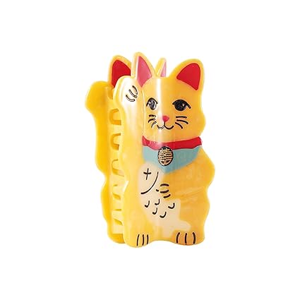 Maneki Neko Japanese Lucky Cat Hair Claw Clip Yellow Fortune Cat Design Decorative Hair Accessory for Women Girls Gift