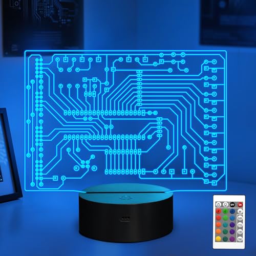 Product Image of the YuanDian Geeky Gifts, Computer Geekery PCB Lamp 16 Colors Changing Touch & Remote Control for Men Boys Women IT Tech Support Nerds Geek Lovers