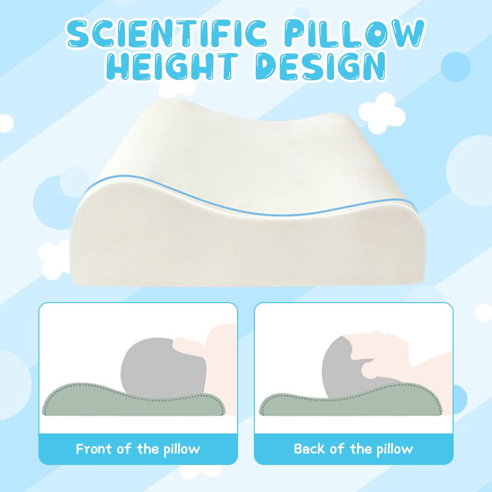 Oreiller Enfant, 45 x 27cm Oreiller Ergonomique Enfant, Coussin de Sommeil pour en-Fant, Confortable Sommeilenfant vec Taie pour La Crèche, T'apporte de Beaux Rêves (Dinosaurier)