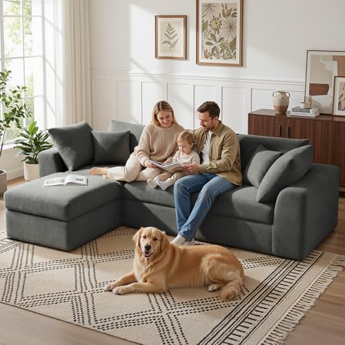 Benazcap 110' Cloud Sectional Couches for Living Room, L-Shaped Convertible Sofa, 3-Seat Modular...