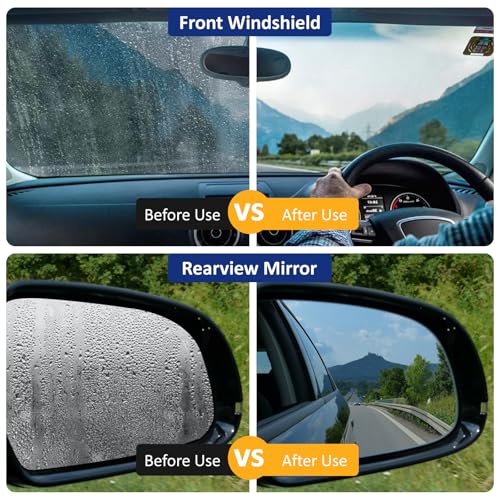 Multifunktionale KFZ-Ölfilm-Reinigungsbürste, 120ML Ölabweisende Folie für Autoscheiben, Windschutzscheiben Glas Ölfilm Reiniger, Ölfilmentferner Autoglas zur Verbesserung der Klarheit Sichtbarkeit