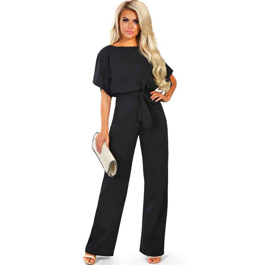TSWRK Jumpsuit Elegante Manga Corta de Verano Playsuit Beach Panties Jumpsuit Long Romper