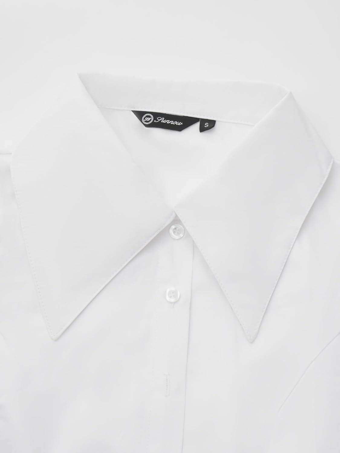 SUNNOW Women's Long Sleeve Shirt with Oversized Collar Slim Fit Blouse Elegant Stand Out Lapel Top - Image 5