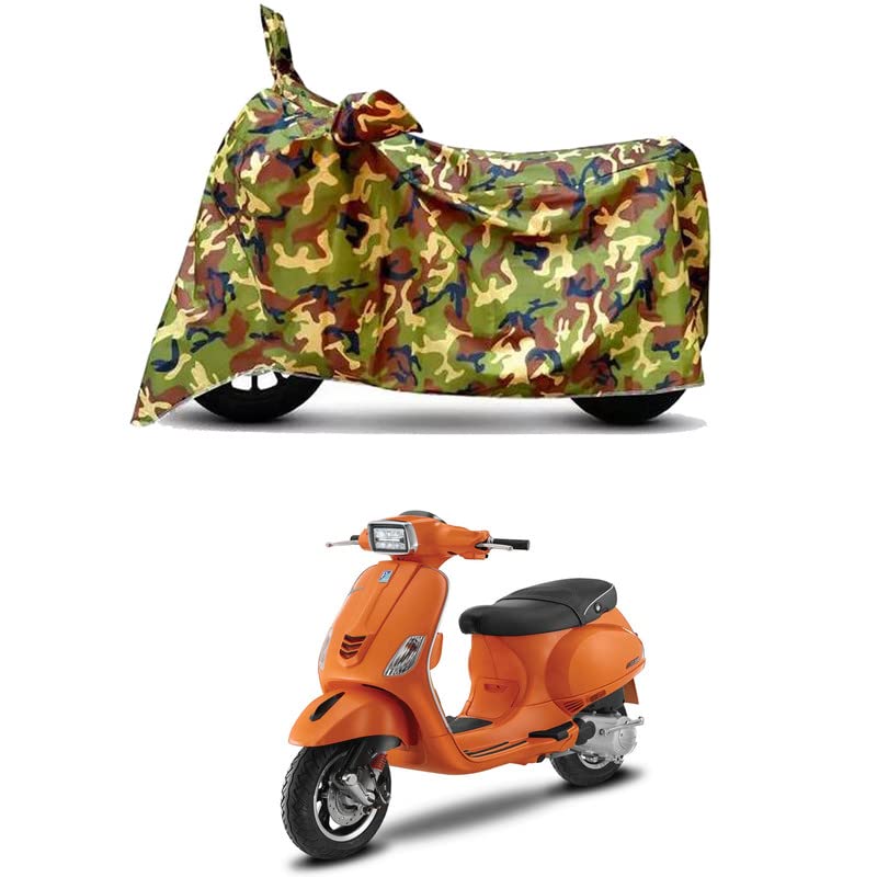 Image of Waterproof 100% PVC Coated Bike Scooty Two Wheeler Body Cover Compatible for Vespa SXL 125 FL CBS BS6 /UV-Rays /Heat Protection /Birds Dropping /Scratchproof /Dust Proof /All [6X6 Jungle Print]