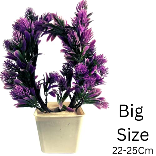 Image of Artificial Flowers for Decoration with Pot Combo of 2PCs Artificial Forest Bonsai Plant with Plastic Pot for Home Decoration Office Table Greenery Room Home Decor Plants (Design6)